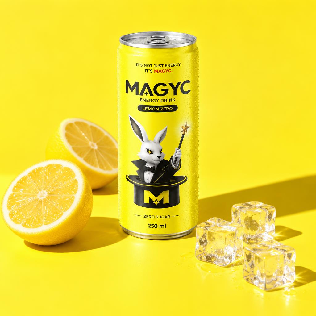 MAGYC Energy Lemon Zero mit Zitronen und Eis